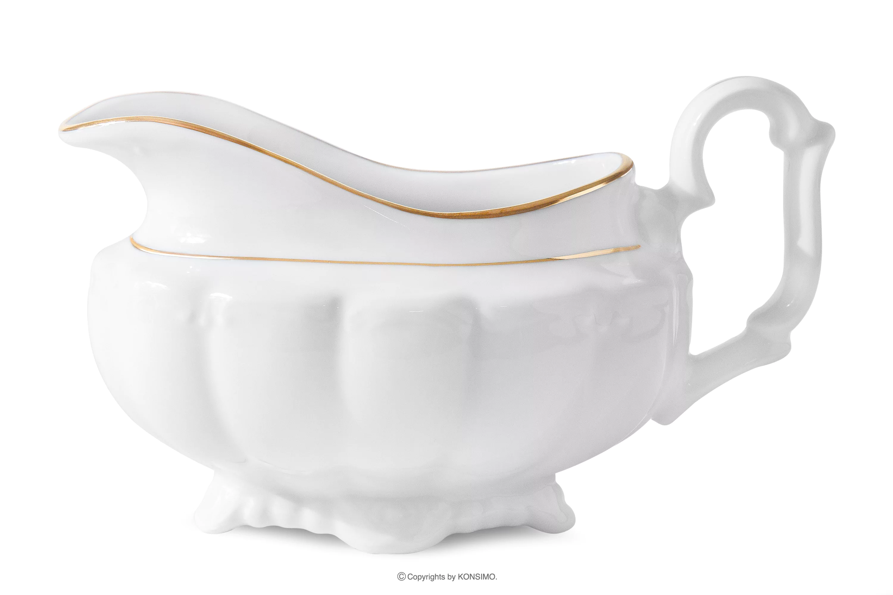 Sosjerka klasyczna z porcelany biały/złota linia MARIA TERESA ZŁOTA LINIA
