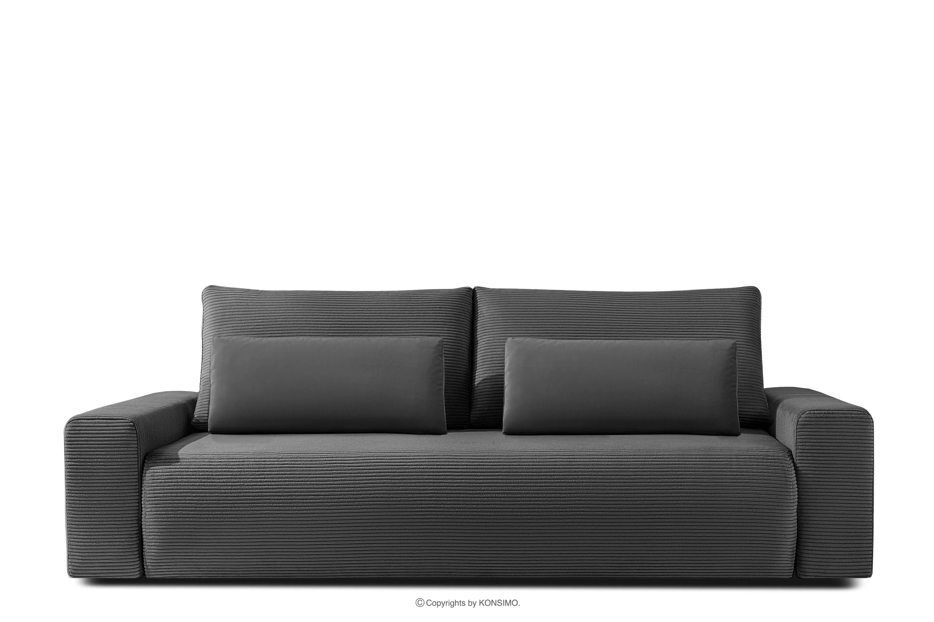 Rozkładana sofa z poduszkami tkanina sztruks / welur szary MOLLIS