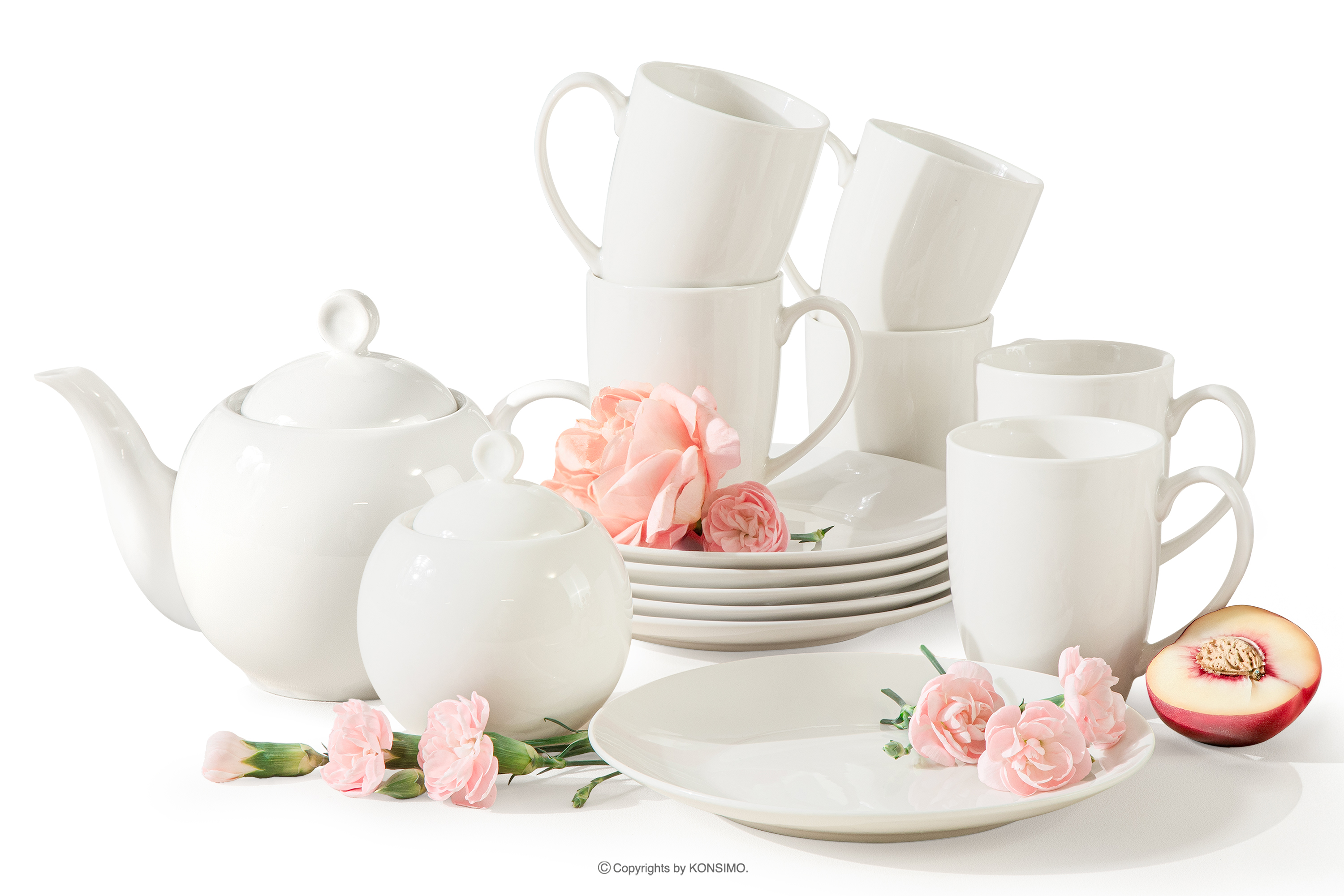 Zestaw herbaciany twarda porcelana 6 os. (14 el.) ecru AD BELLA miniaturka