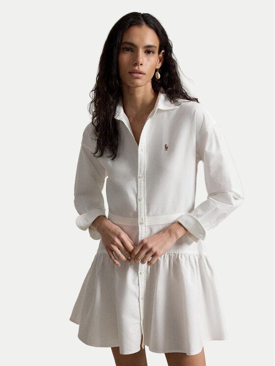 Polo Ralph Lauren Sukienka koszulowa 211B22755002 Biały Regular Fit