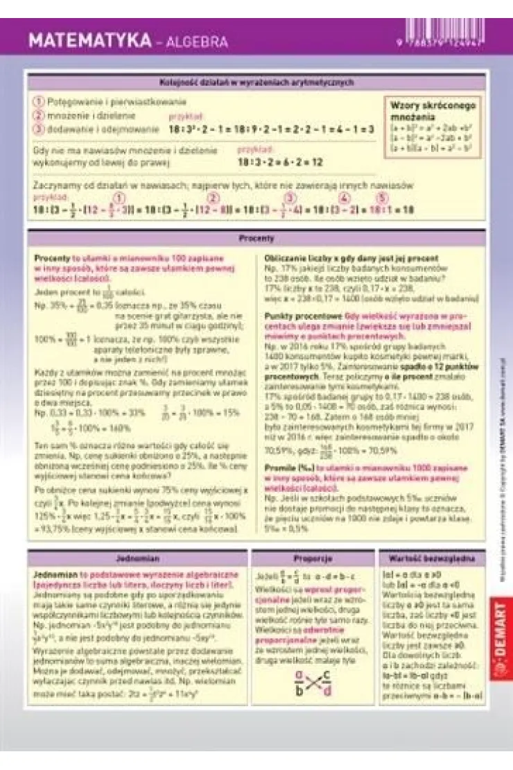 Ściągawka Matematyka - Algebra