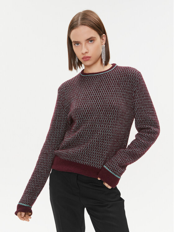 Pinko Sweter Scimpanze 102226 A1BH Bordowy Regular Fit