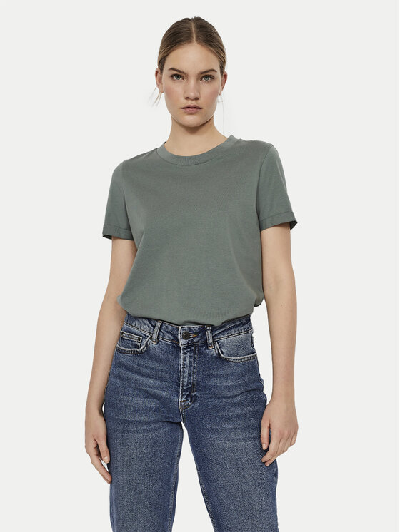 Vero Moda T-Shirt Paula 10243889 Zielony Regular Fit