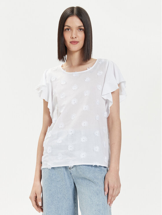 United Colors Of Benetton Bluzka 30BYD107A Biały Regular Fit
