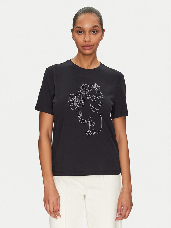 Vila T-Shirt Sybil 14108062 Czarny Regular Fit