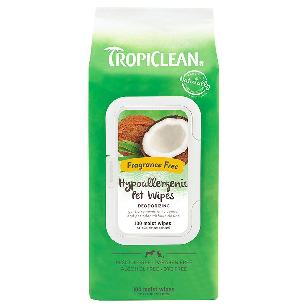 TropiClean Hypoallergenic, chusteczki pielęgnacyjne - 100 szt.