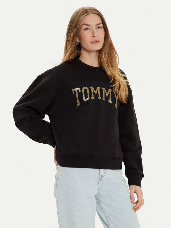 Tommy Jeans Bluza Varsity DW0DW19845 Czarny Boxy Fit