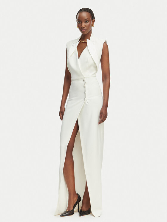 Elisabetta Franchi Sukienka wieczorowa AB-R31-61E2 Biały Regular Fit