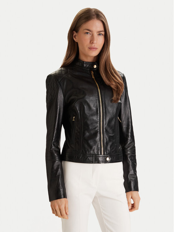 Marciano Guess Kurtka skórzana 6RGL09 7133A Czarny Regular Fit