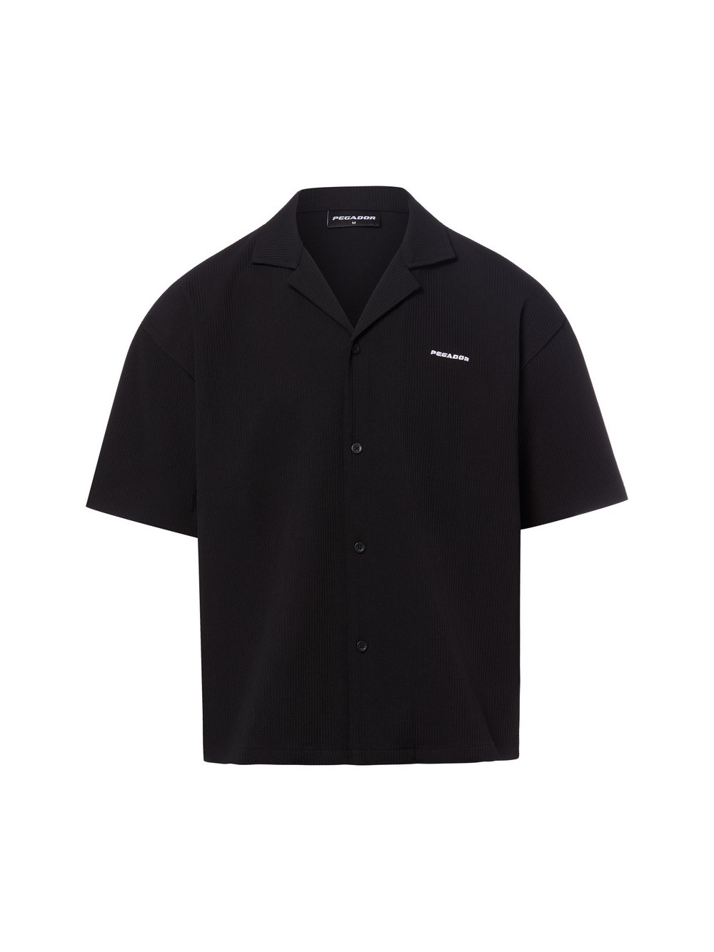 PEGADOR Męska koszula casual - plisa Troy Mężczyźni Comfort Fit czarny, M