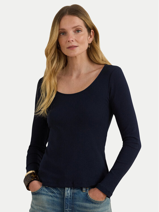 LAUREN RALPH LAUREN Bluzka 200980145002 Granatowy Slim Fit