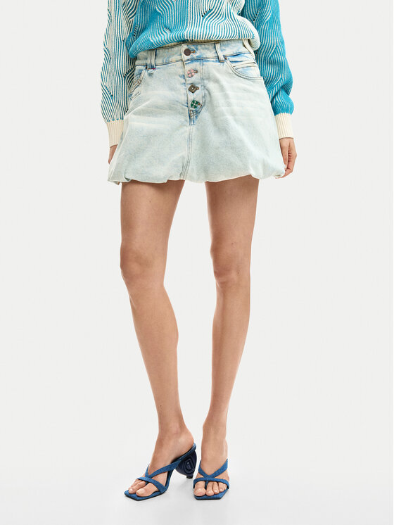 Desigual Spódnica jeansowa Fal Globo 26SWFD01 Niebieski Regular Fit