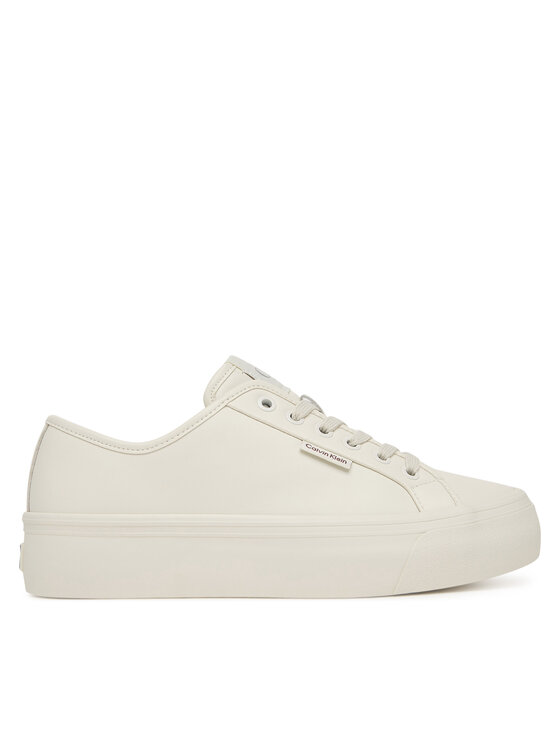 Calvin Klein Sneakersy Vulc Flatf Lace Up Lth YW0YW01932 Biały