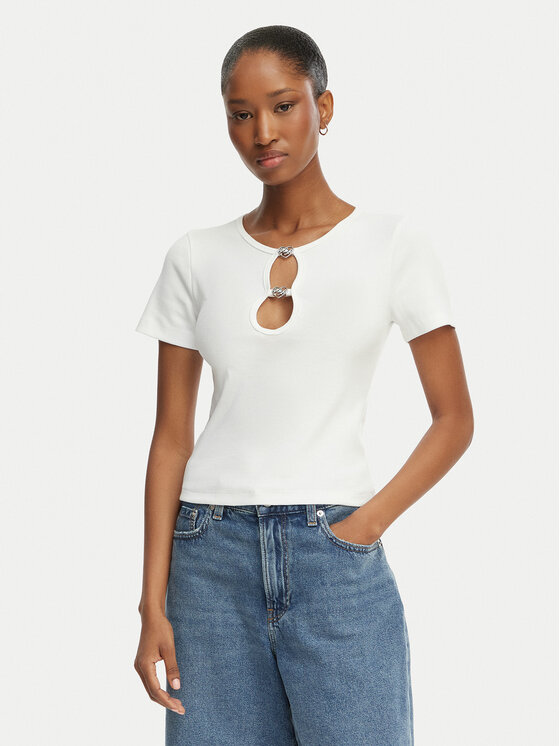 HUGO T-Shirt Diheart 50562071 Biały Slim Fit