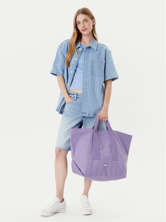 Tommy Jeans Torebka Tjw Tote Edition Canvas AW0AW17542 Fioletowy