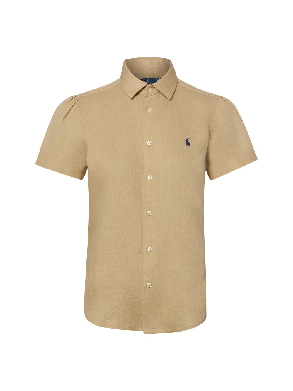 Polo Ralph Lauren Lniana bluzka damska z krótkim rękawem Kobiety len beżowy|zielony, XL