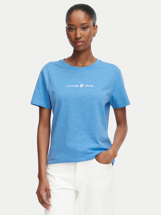 Beverly Hills Polo Club T-Shirt P-SS26W-TS6510 Niebieski jasny Regular Fit