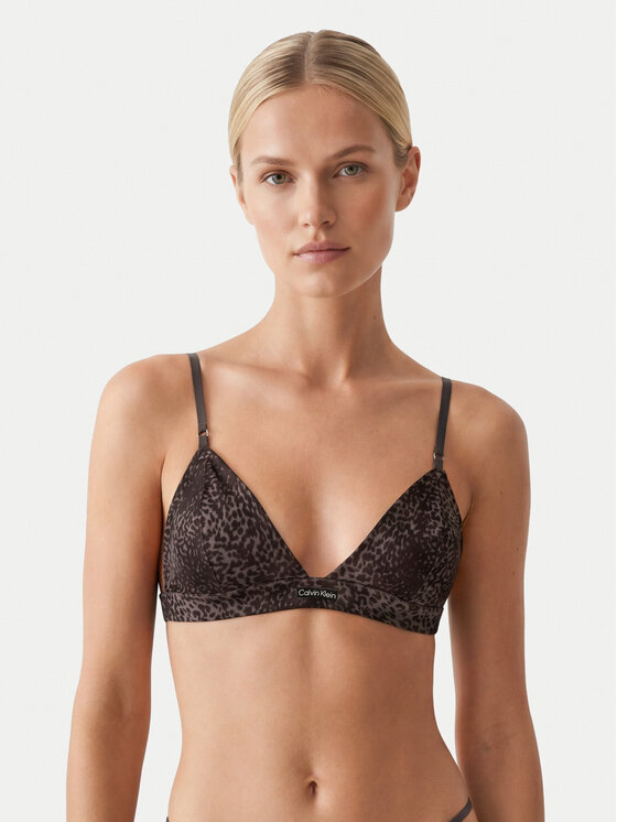 Calvin Klein Underwear Biustonosz braletka Signature Satin LV00QF8392 Brązowy