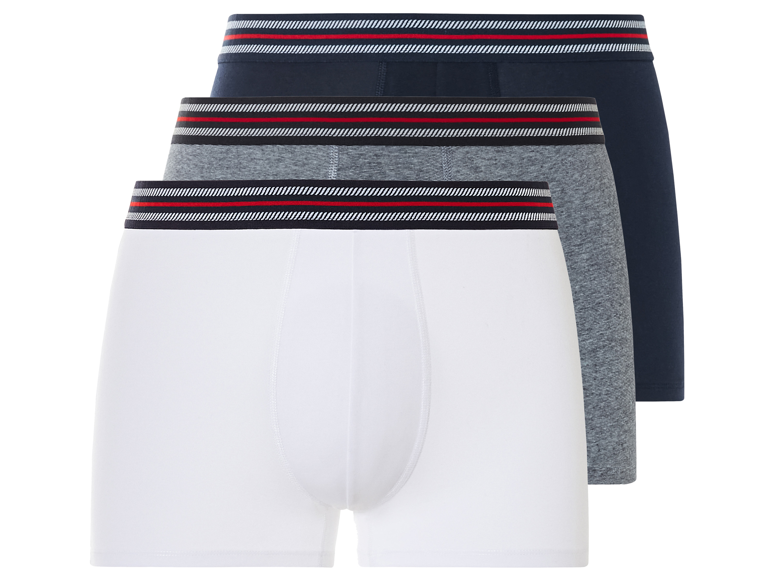 LIVERGY® Bokserki męskie z bawełny, 3 pary  (Granatowy/jasnoniebieski/biały, 5/M)