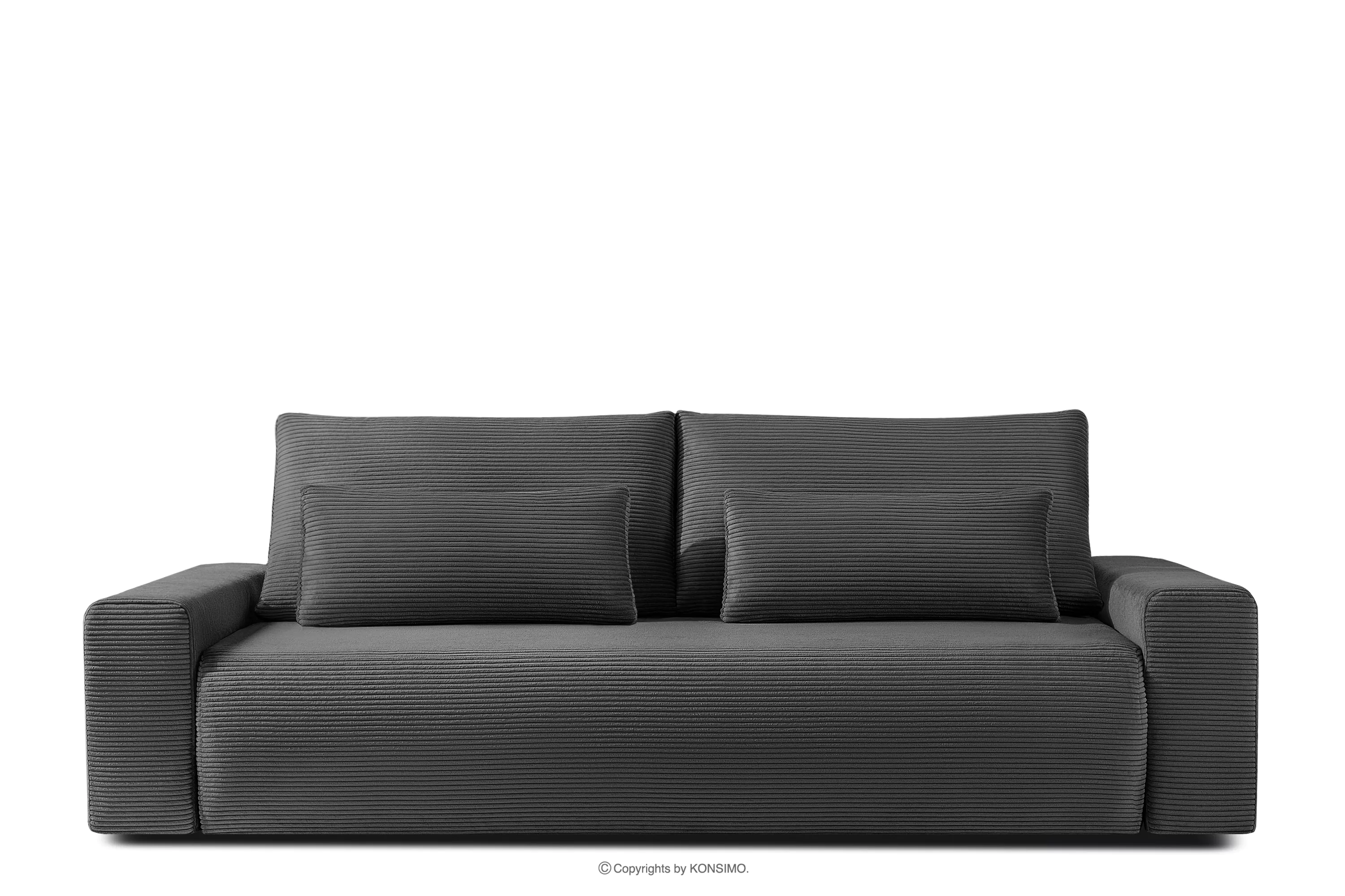 Rozkładana sofa z poduszkami tkanina sztruks szary MOLLIS