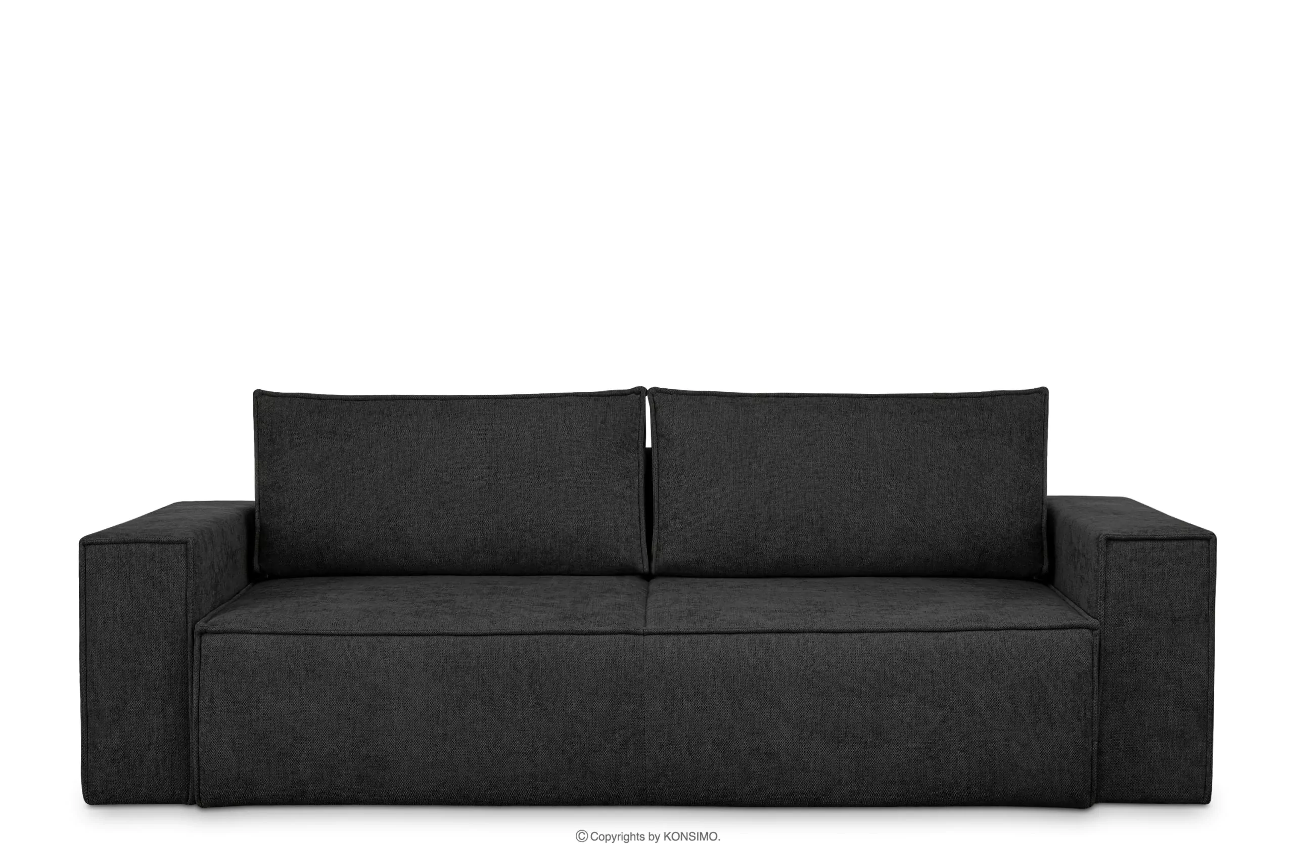 Sofa 3 w tkaninie plecionej z funkcją spania antracytowy NAPI II
