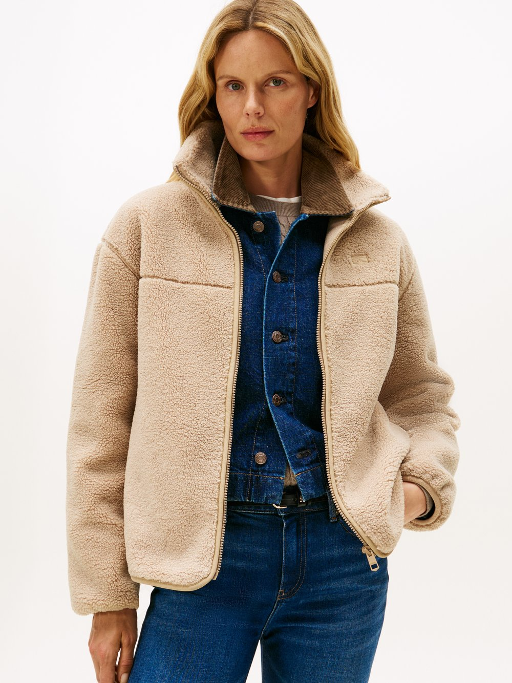 Tommy Hilfiger Damska kurtka polarowa Kobiety Sztuczne włókno beżowy, XL