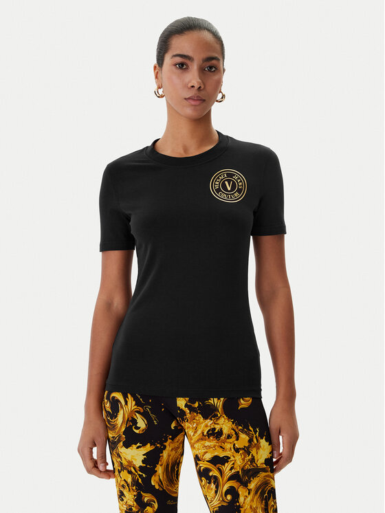 Versace Jeans Couture T-Shirt 80HAHT02 CJ03T Czarny Slim Fit