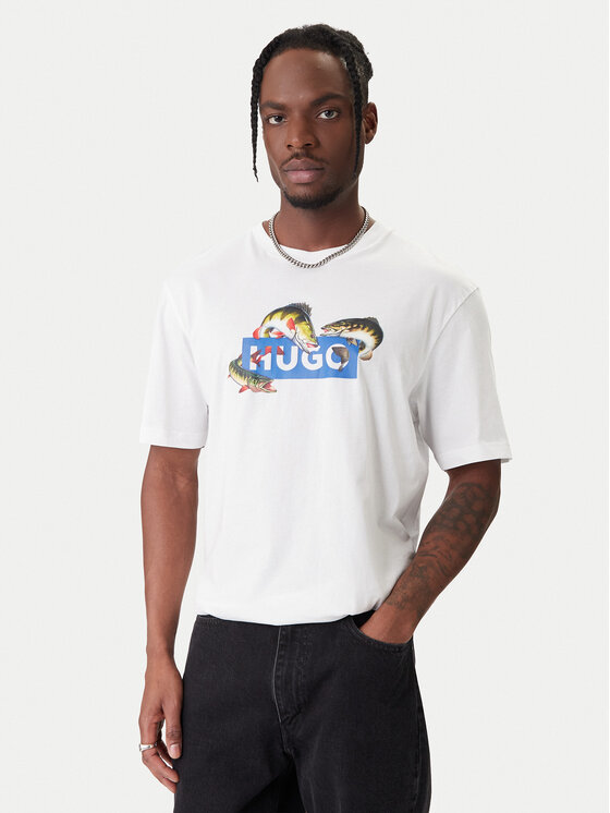 HUGO T-Shirt Nalotrix 50554349 Biały Regular Fit