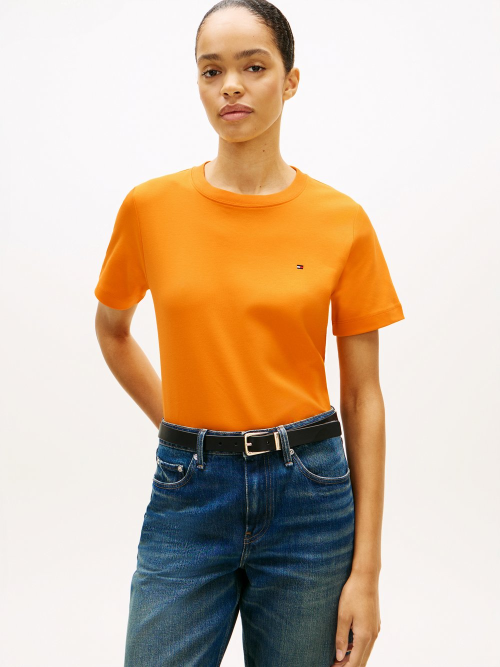 Tommy Hilfiger Koszulka damska Kobiety Bawełna (100%) pomarańczowy, S