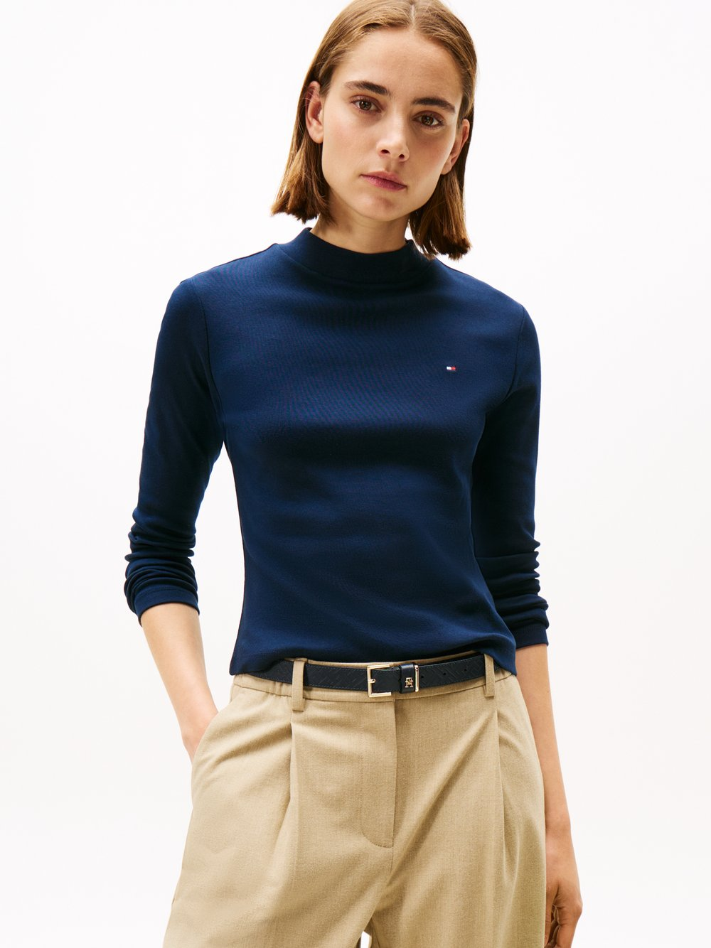 Tommy Hilfiger Damska koszulka z długim rękawem - Kobiety Bawełna niebieski, XL