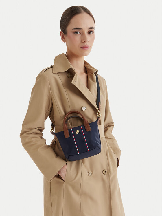 Tommy Hilfiger Torebka Popette Micro Tote Corp AW0AW18552 Granatowy