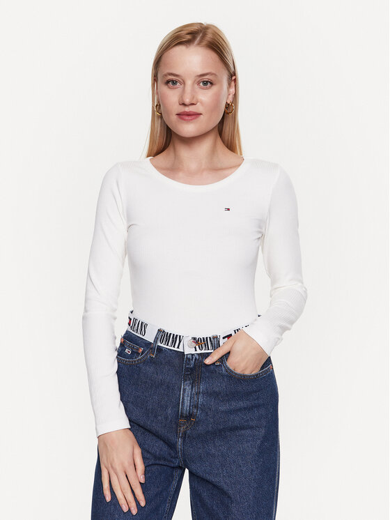 Tommy Hilfiger Bluzka WW0WW38869 Biały Slim Fit