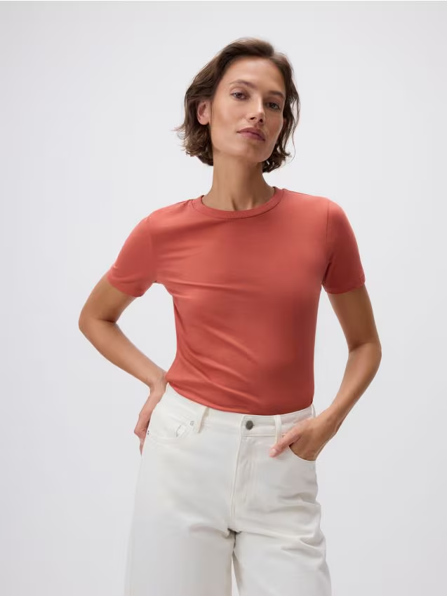 Reserved - T-shirt regular - miedziany miniaturka