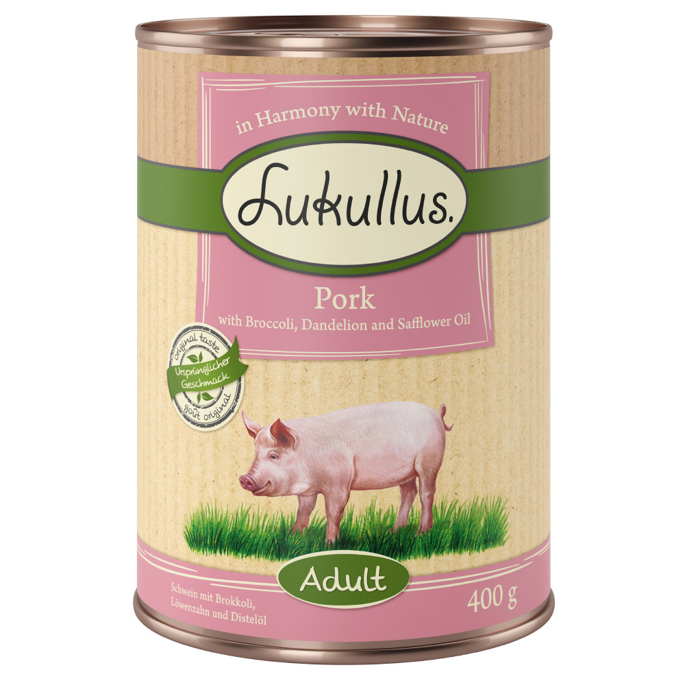 Lukullus Naturkost Adult, 6 x 400 g  - Wieprzowina (bez zbóż)