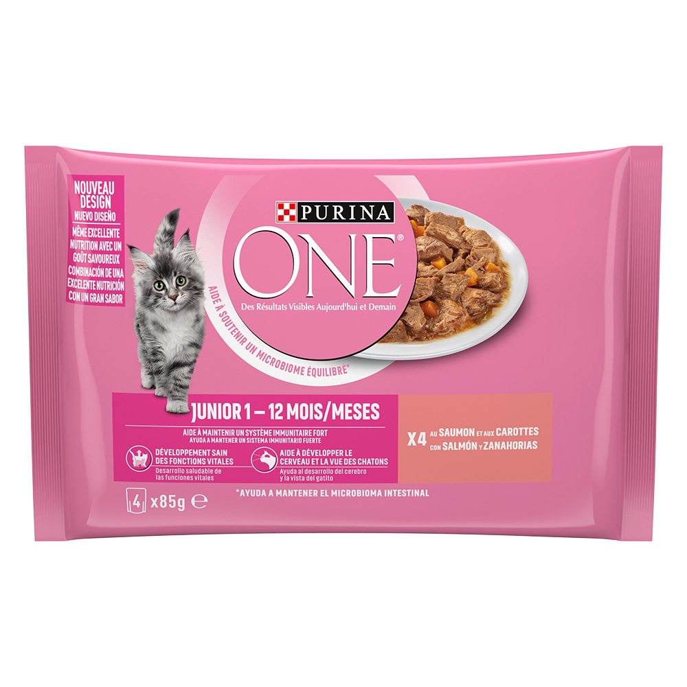 PURINA ONE Junior 4 x 85 g - Łosoś z marchewką
