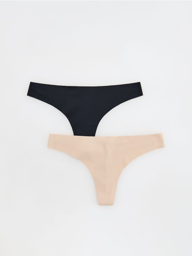 Reserved - Majtki typu stringi 2 pack - czarny