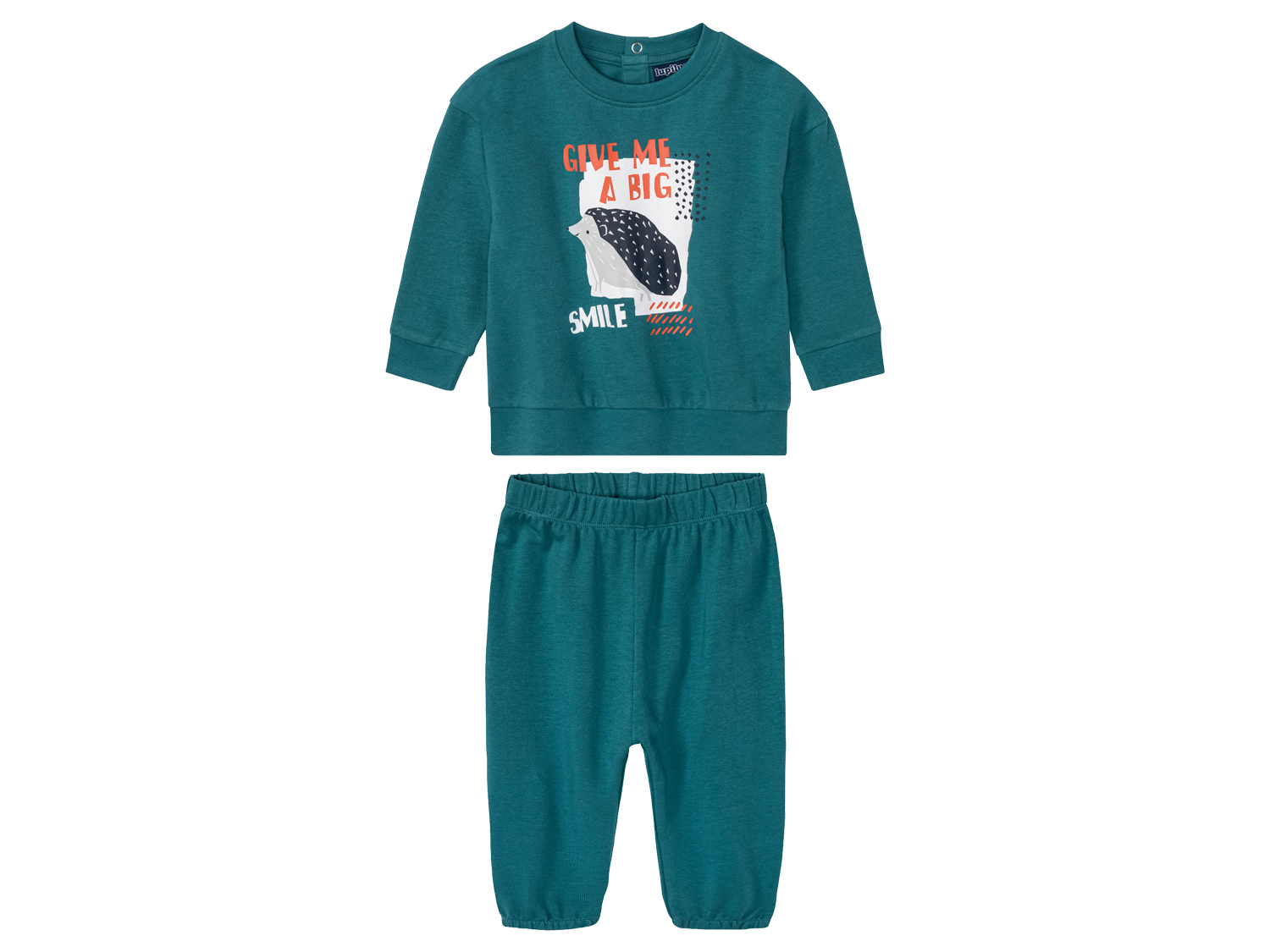 lupilu® Dres niemowlęcy	z biobawełną (bluzka + spodnie) (Petrol, 74/80)