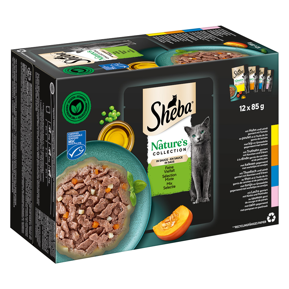 Megapakiet Sheba Nature's Collection w sosie, 144 x 85 g - Pakiet mieszany