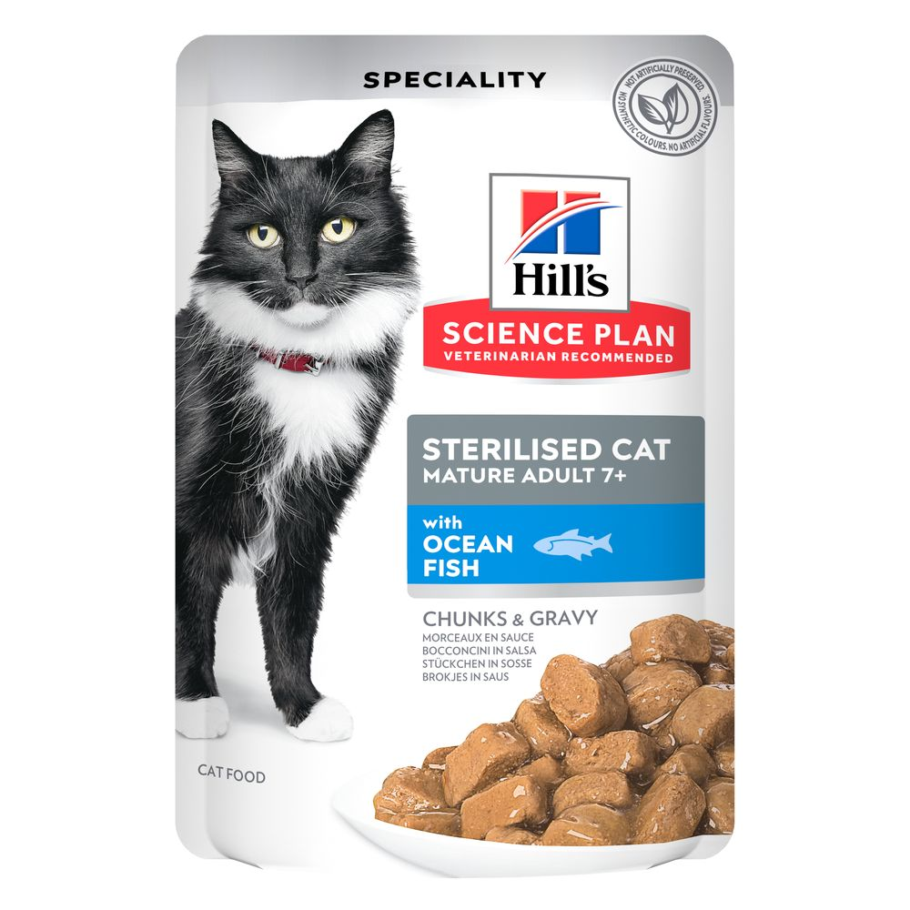 Hill's Science Plan Mature Adult 7+, ryba morska i kurczak - Sterilised: ryba morska, 48 x 85 g