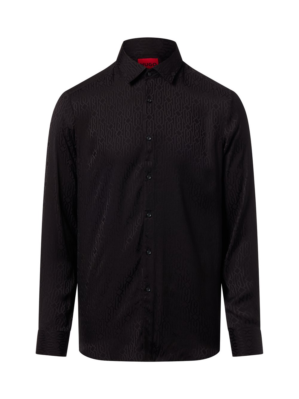 HUGO Koszula męska - Kenno Mężczyźni Slim Fit wiskoza czarny, 44