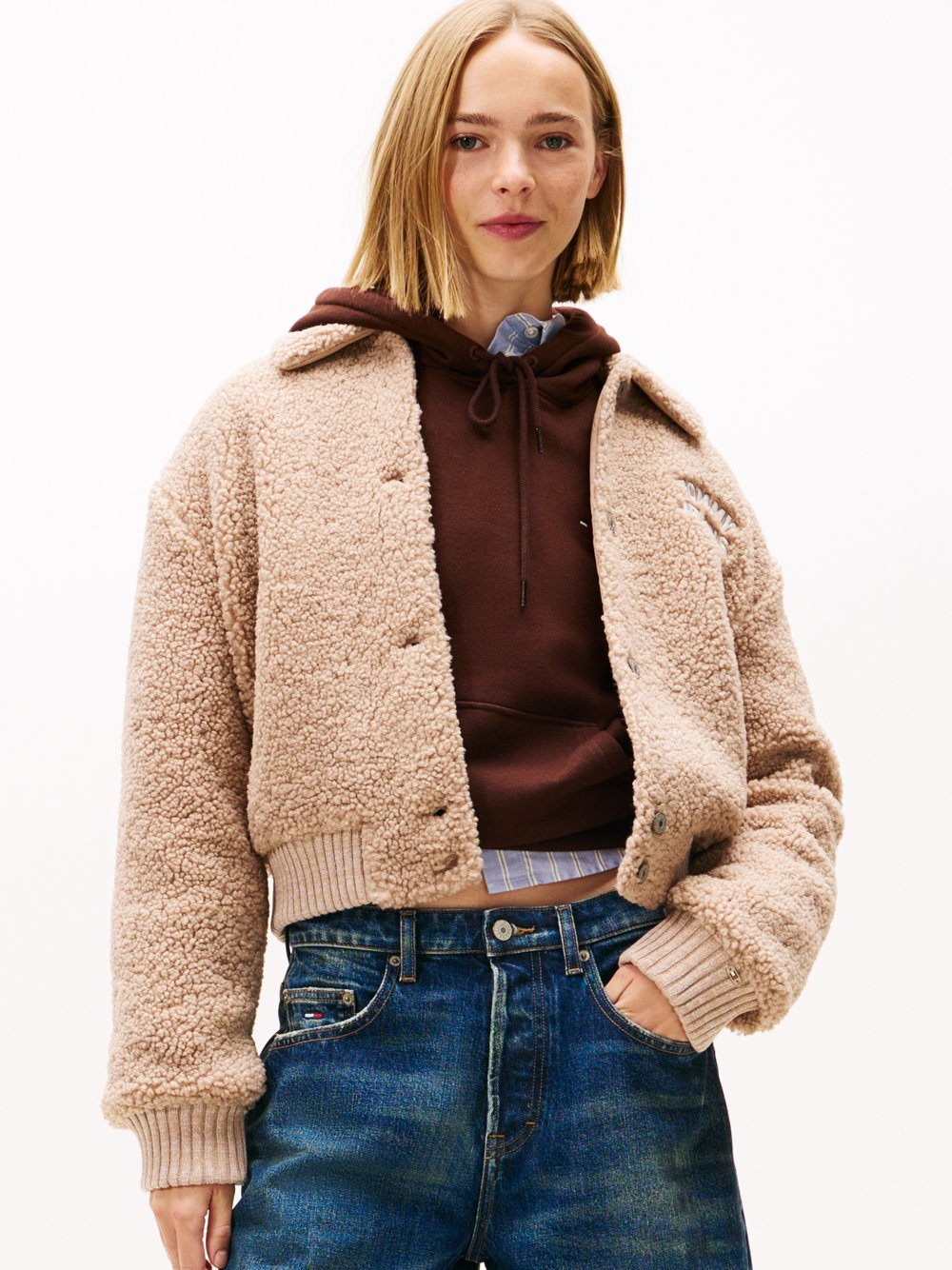 Tommy Jeans Damska kurtka pluszowa Kobiety brązowy, M