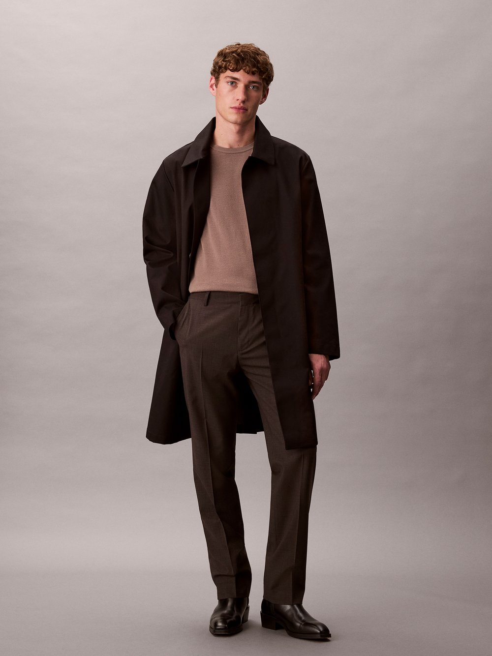 Calvin Klein Męski wełniany sweter Mężczyźni brązowy|szary, XL
