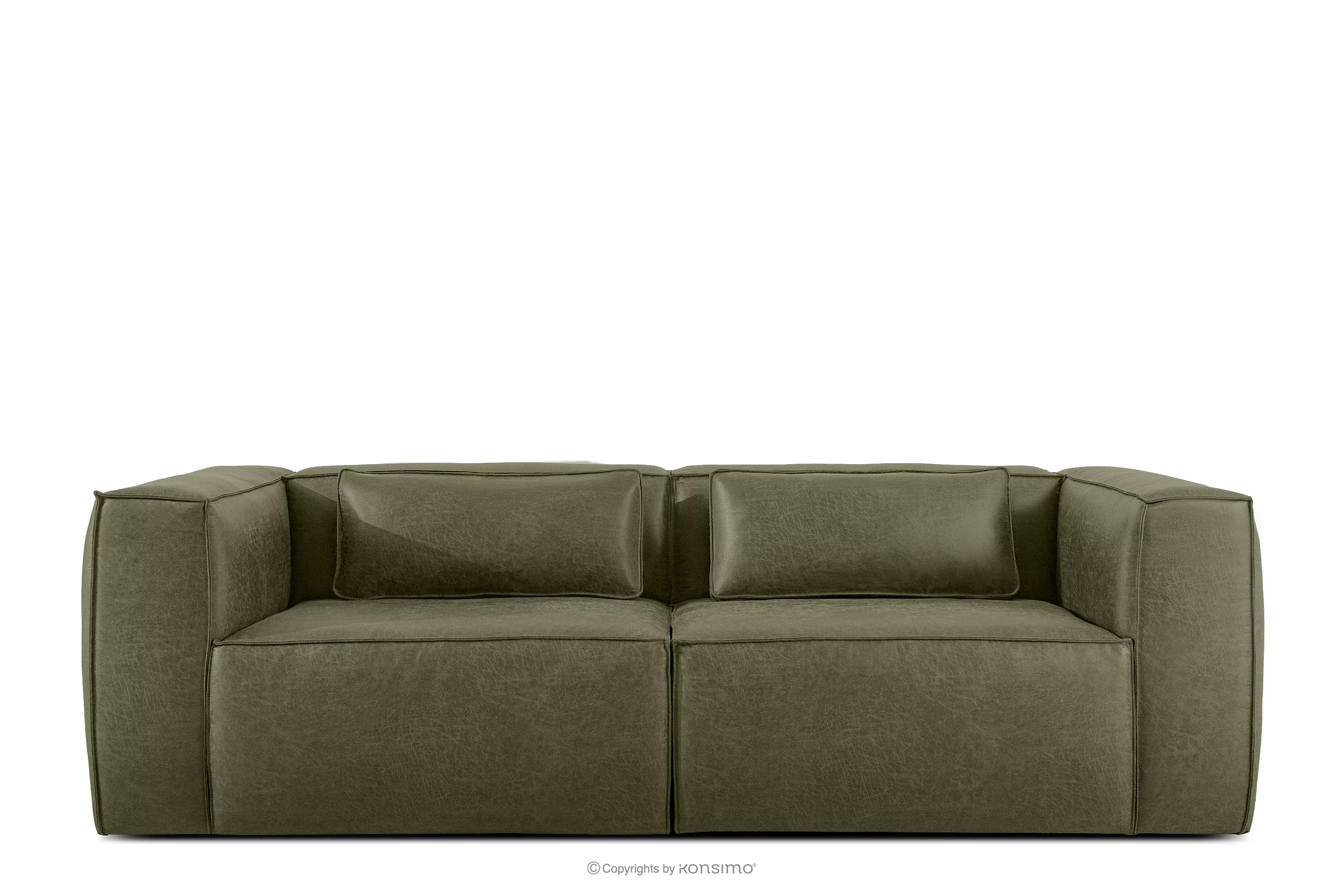 Sofa trzyosobowa w stylu loft tkanina skóropodobna zielony FEROX