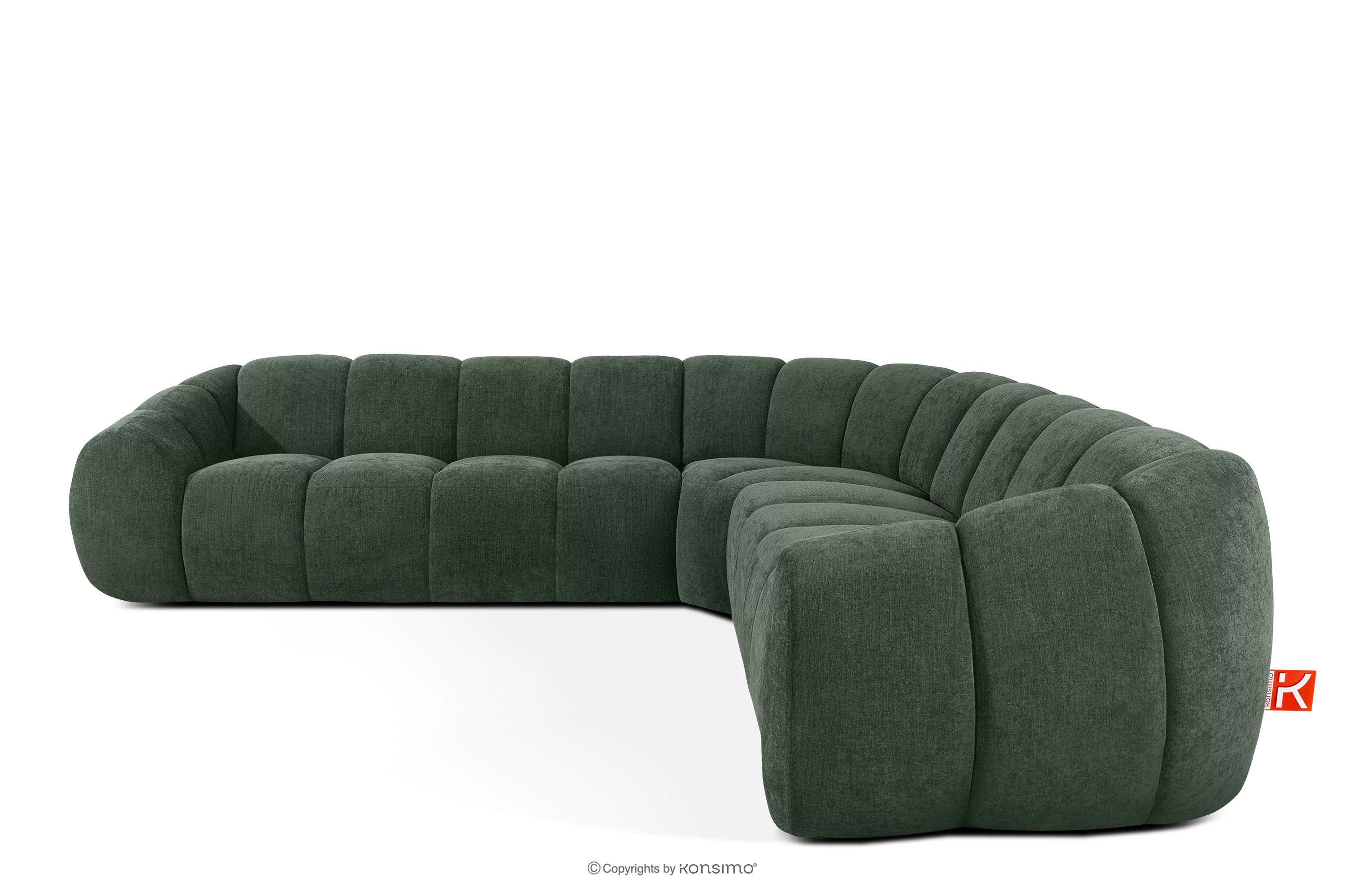 Modułowy narożnik w stylu modern retro prawy/lewy ciemny zielony FLAVA