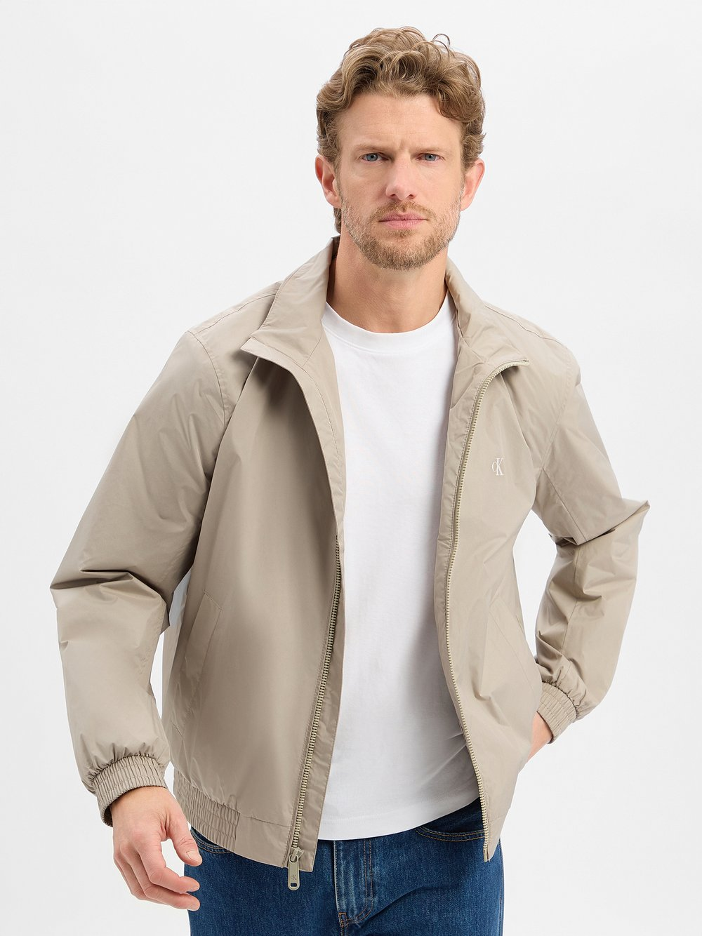 Calvin Klein Jeans Wiatrówka męska Mężczyźni Sztuczne włókno brązowy, S