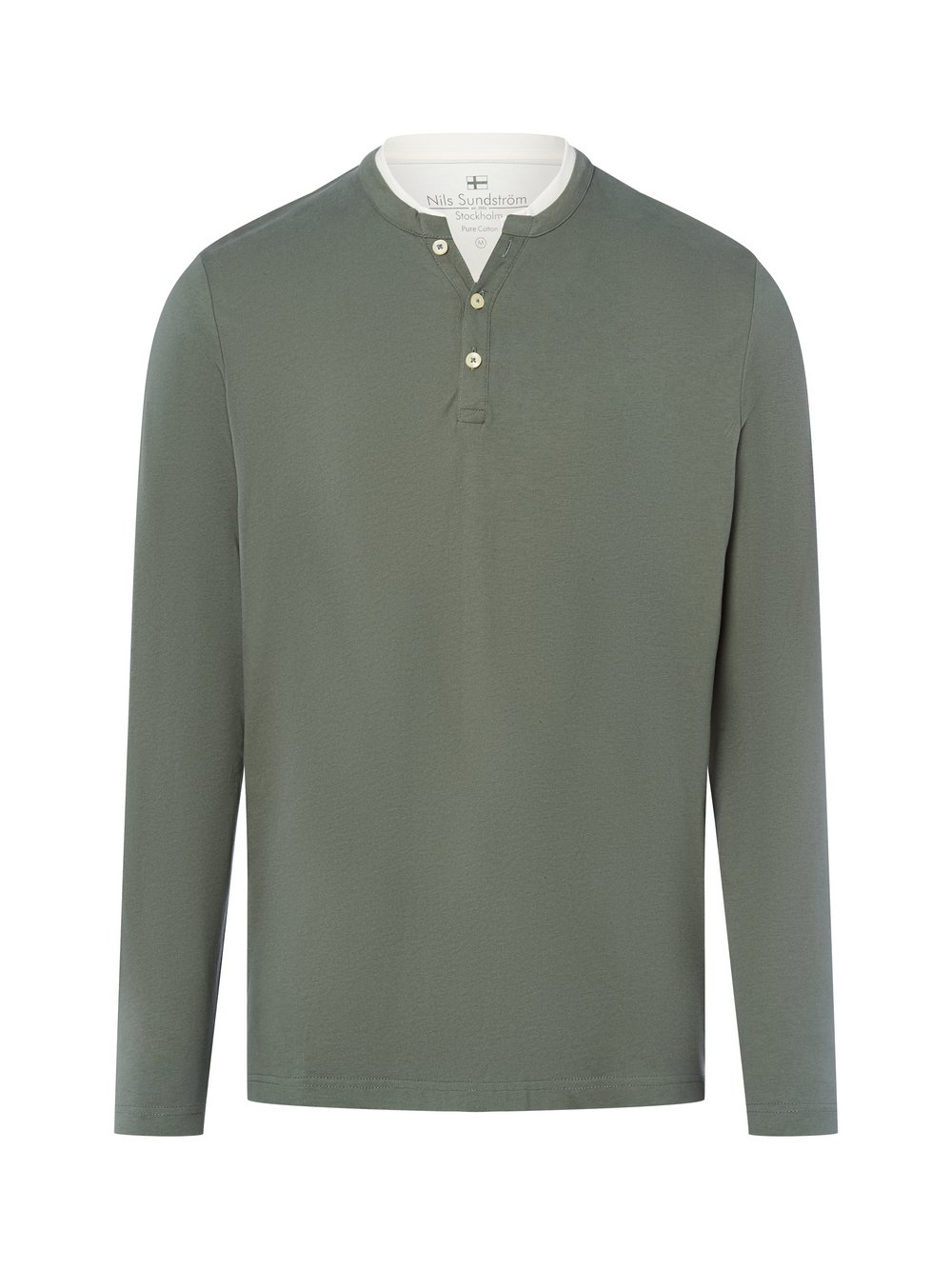 Nils Sundström Męska koszula z długim rękawem Mężczyźni Bawełna zielony, M