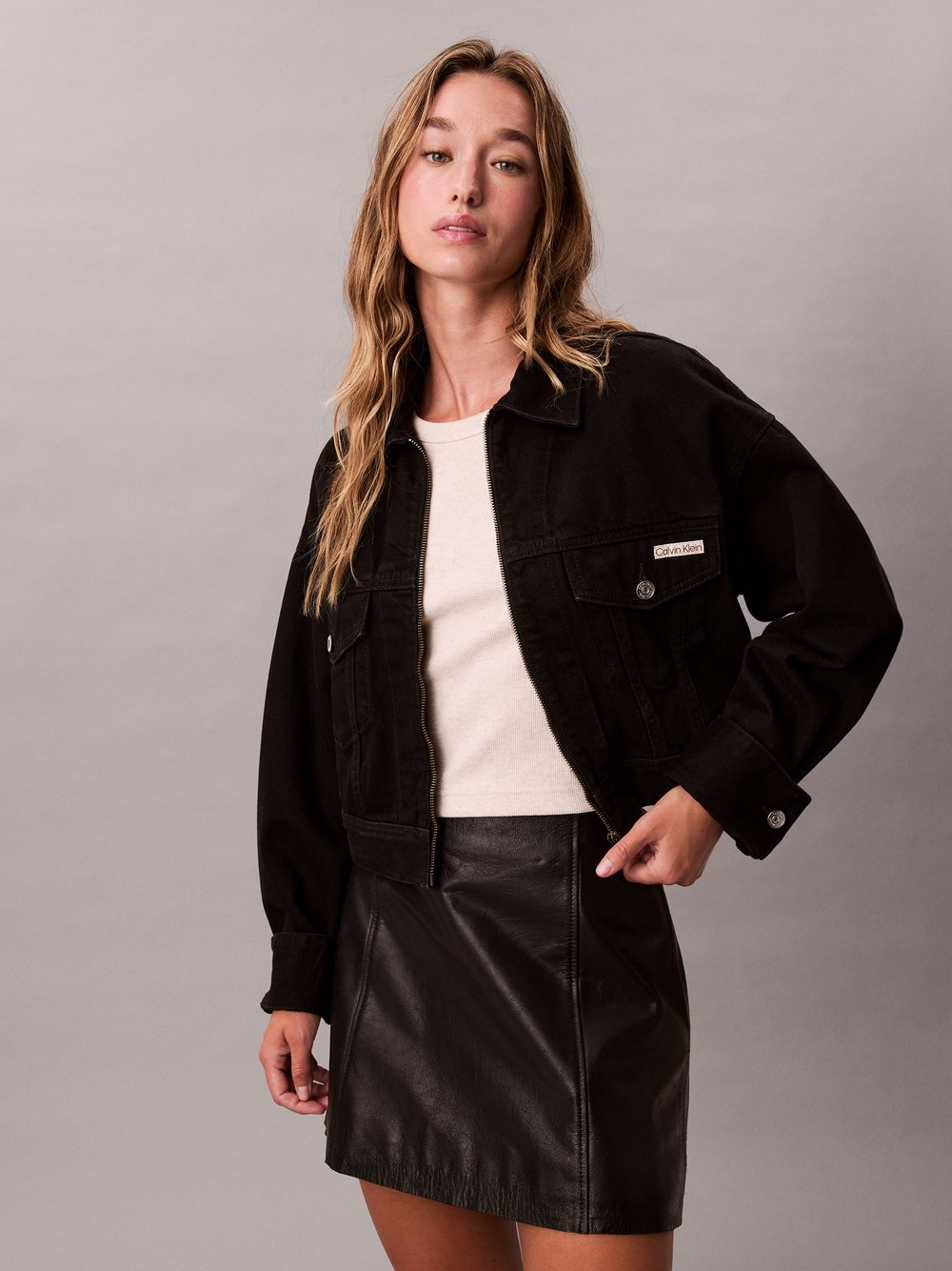Calvin Klein Jeans Damska kurtka dżinsowa Kobiety Bawełna czarny, XS