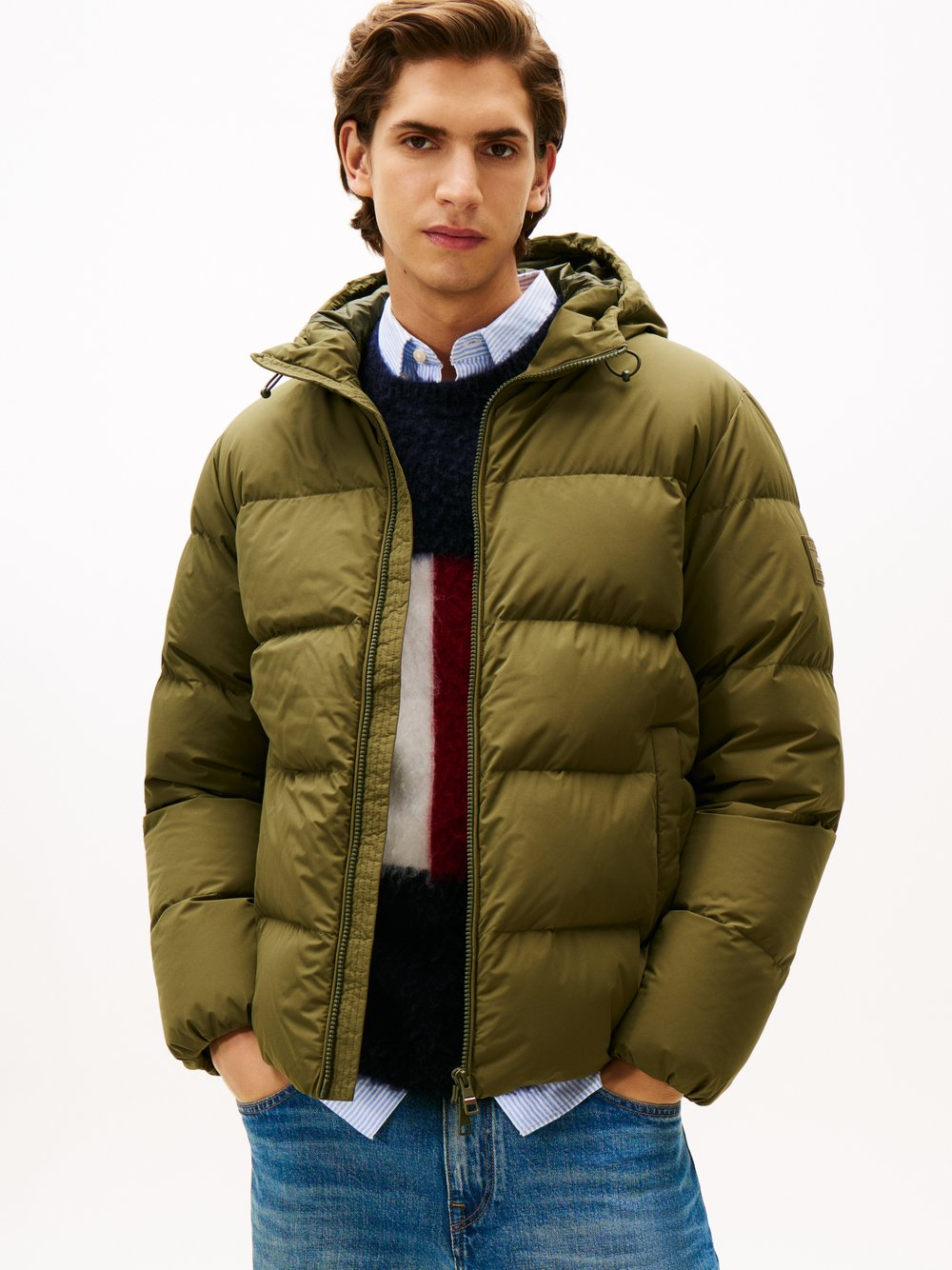 Tommy Hilfiger Męska kurtka puchowa Mężczyźni Sztuczne włókno zielony, XL