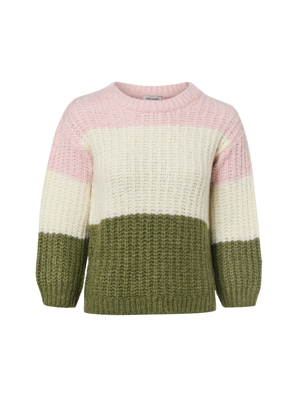 More & More Damski sweter z dzianiny z zawartością wełny Kobiety biały|różowy|zielony, 36