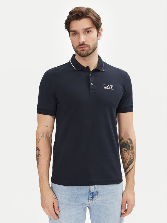 EA7 Emporio Armani Polo 8NPF16 PJVUZ 1562 Granatowy Slim Fit